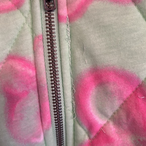 Wild Fable Green Pink Floral Hooded Quilted Jacket Full Zip Women’s Size Small. - Picture 2 of 5